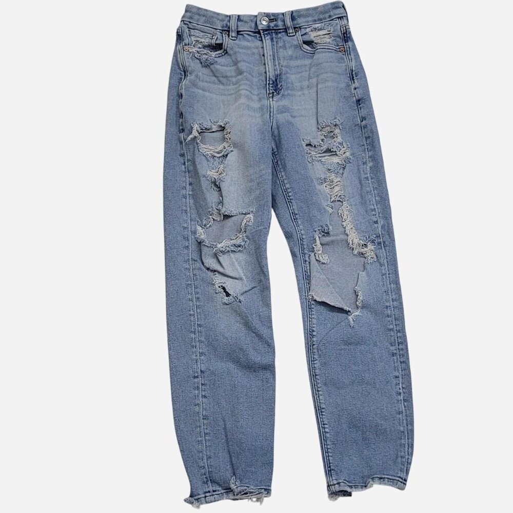American Eagle Women’s 4 Regular Ripped Blue Jeans Distressed Casual